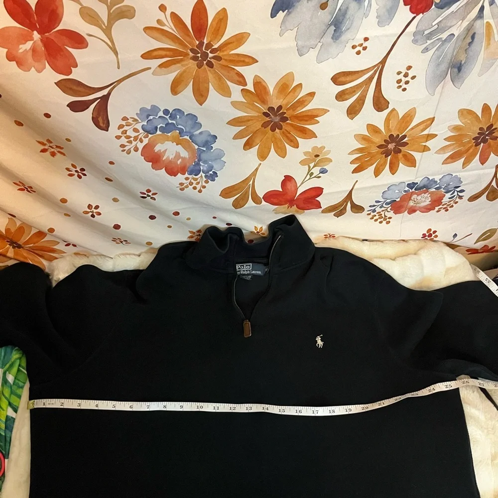 Vintage 80s Polo Ralph Lauren Unisex XL Navy Blue White Logo 1/4 Zip Pullover